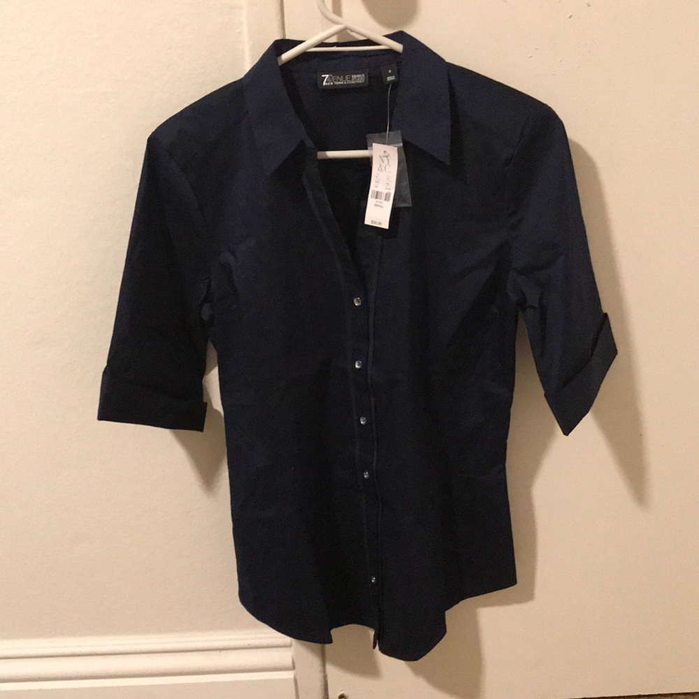 NY&CO Seventh Ave blouse navy blue S